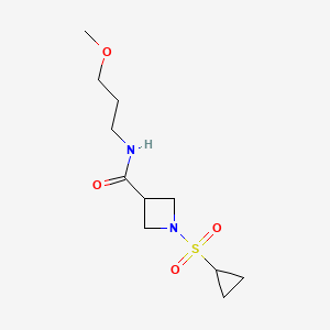 molecular formula C11H20N2O4S B2639201 1-(环丙基磺酰基)-N-(3-甲氧基丙基)氮杂环丁烷-3-甲酰胺 CAS No. 1428365-00-7