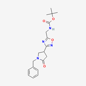 molecular formula C19H24N4O4 B2639207 Tert-butyl {[3-(1-benzyl-5-oxopyrrolidin-3-yl)-1,2,4-oxadiazol-5-yl]methyl}carbamate CAS No. 1823801-13-3