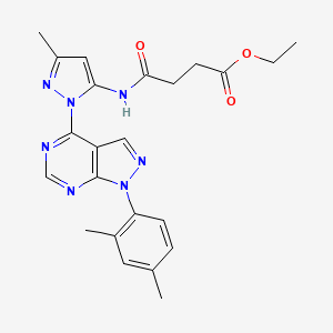 molecular formula C23H25N7O3 B2639209 ethyl 4-((1-(1-(2,4-dimethylphenyl)-1H-pyrazolo[3,4-d]pyrimidin-4-yl)-3-methyl-1H-pyrazol-5-yl)amino)-4-oxobutanoate CAS No. 1006276-07-8