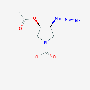 molecular formula C11H18N4O4 B2639217 (3S,4R)-N-Boc-3-叠氮基-4-乙酰氧基吡咯烷 CAS No. 1214272-53-3