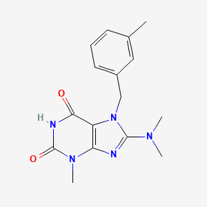 molecular formula C16H19N5O2 B2639237 8-(二甲氨基)-3-甲基-7-(3-甲基苄基)-1H-嘌呤-2,6(3H,7H)-二酮 CAS No. 332897-33-3
