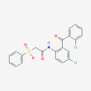 molecular formula C21H15Cl2NO4S B2639240 N-(4-chloro-2-(2-chlorobenzoyl)phenyl)-2-(phenylsulfonyl)acetamide CAS No. 895457-83-7