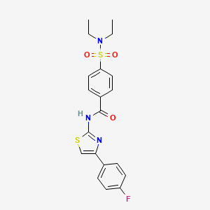 molecular formula C20H20FN3O3S2 B2639243 4-(二乙基氨磺酰基)-N-[4-(4-氟苯基)-1,3-噻唑-2-基]苯甲酰胺 CAS No. 330189-15-6