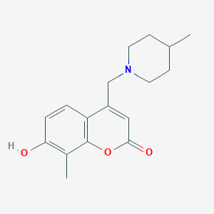 molecular formula C17H21NO3 B2639250 7-hydroxy-8-methyl-4-((4-methylpiperidin-1-yl)methyl)-2H-chromen-2-one CAS No. 849456-33-3