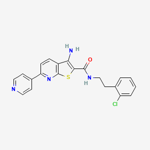 molecular formula C21H17ClN4OS B2639257 3-amino-N-(2-chlorophenethyl)-6-(4-pyridinyl)thieno[2,3-b]pyridine-2-carboxamide CAS No. 496019-25-1
