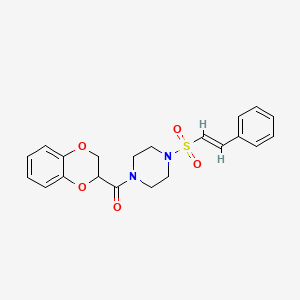 molecular formula C21H22N2O5S B2639258 2,3-dihydro-1,4-benzodioxin-3-yl-[4-[(E)-2-phenylethenyl]sulfonylpiperazin-1-yl]methanone CAS No. 930752-66-2