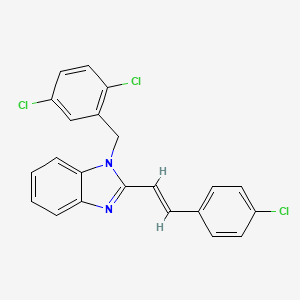molecular formula C22H15Cl3N2 B2639271 2-(4-chlorostyryl)-1-(2,5-dichlorobenzyl)-1H-1,3-benzimidazole CAS No. 306977-81-1