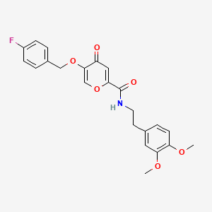 molecular formula C23H22FNO6 B2639272 N-(3,4-dimethoxyphenethyl)-5-((4-fluorobenzyl)oxy)-4-oxo-4H-pyran-2-carboxamide CAS No. 1021024-35-0