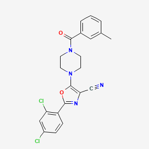 2-(2,4-Dichlorophenyl)-5-(4-(3-methylbenzoyl)piperazin-1-yl)oxazole-4-carbonitrile