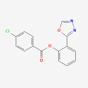 molecular formula C15H9ClN2O3 B2639282 2-(1,3,4-Oxadiazol-2-yl)phenyl 4-chlorobenzenecarboxylate CAS No. 240115-77-9
