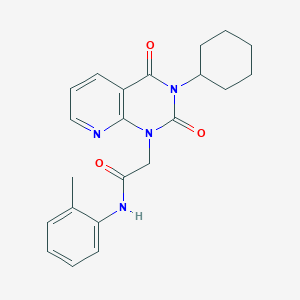 molecular formula C22H24N4O3 B2639287 2-(3-cyclohexyl-2,4-dioxo-3,4-dihydropyrido[2,3-d]pyrimidin-1(2H)-yl)-N-(2-methylphenyl)acetamide CAS No. 902922-49-0
