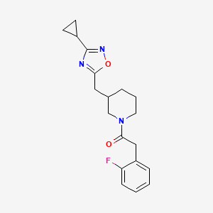 molecular formula C19H22FN3O2 B2639288 1-(3-((3-Cyclopropyl-1,2,4-oxadiazol-5-yl)methyl)piperidin-1-yl)-2-(2-fluorophenyl)ethanone CAS No. 1705549-18-3