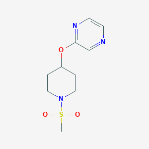 molecular formula C10H15N3O3S B2639293 2-((1-(甲基磺酰基)哌啶-4-基)氧基)吡嗪 CAS No. 1381152-81-3