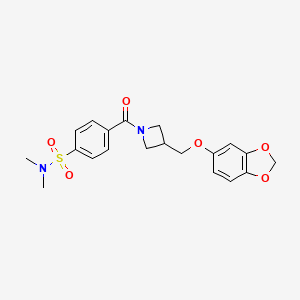 molecular formula C20H22N2O6S B2639295 4-(3-((benzo[d][1,3]dioxol-5-yloxy)methyl)azetidine-1-carbonyl)-N,N-dimethylbenzenesulfonamide CAS No. 2034584-02-4