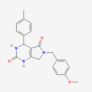molecular formula C21H21N3O3 B2639306 6-(4-甲氧基苄基)-4-(对甲苯基)-3,4,6,7-四氢-1H-吡咯并[3,4-d]嘧啶-2,5-二酮 CAS No. 874594-28-2