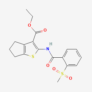 molecular formula C18H19NO5S2 B2639308 ethyl 2-(2-(methylsulfonyl)benzamido)-5,6-dihydro-4H-cyclopenta[b]thiophene-3-carboxylate CAS No. 896364-37-7