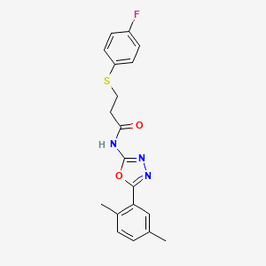 N-(5-(2,5-dimethylphenyl)-1,3,4-oxadiazol-2-yl)-3-((4-fluorophenyl)thio)propanamide