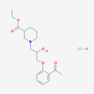 molecular formula C19H28ClNO5 B2639333 Ethyl 1-(3-(2-acetylphenoxy)-2-hydroxypropyl)piperidine-3-carboxylate hydrochloride CAS No. 1052515-34-0