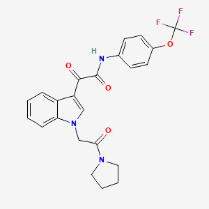 molecular formula C23H20F3N3O4 B2639335 2-oxo-2-[1-(2-oxo-2-pyrrolidin-1-ylethyl)indol-3-yl]-N-[4-(trifluoromethoxy)phenyl]acetamide CAS No. 872849-46-2