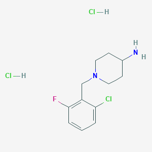 molecular formula C12H18Cl3FN2 B2639344 1-(2-氯-6-氟苄基)哌啶-4-胺二盐酸盐 CAS No. 1286264-88-7