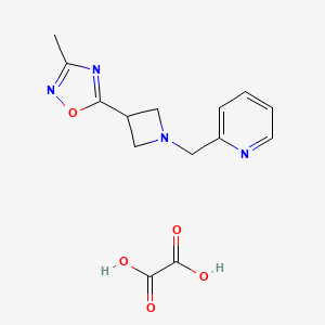 molecular formula C14H16N4O5 B2639345 3-甲基-5-(1-(吡啶-2-基甲基)氮杂环丁-3-基)-1,2,4-恶二唑草酸 CAS No. 1351658-57-5
