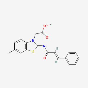 molecular formula C20H18N2O3S B2639346 methyl 2-((Z)-2-(cinnamoylimino)-6-methylbenzo[d]thiazol-3(2H)-yl)acetate CAS No. 897616-82-9