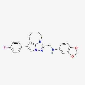 N-((1-(4-fluorophenyl)-5,6,7,8-tetrahydro-2a,3,4a-triazacyclopenta[cd]azulen-4-yl)methyl)benzo[d][1,3]dioxol-5-amine