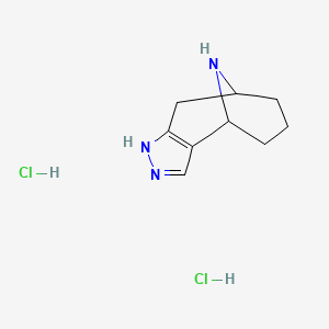 molecular formula C9H15Cl2N3 B2639356 4,5,12-三氮杂三环[6.3.1.02,6]十二-2(6),3-二烯；二盐酸盐 CAS No. 2243509-60-4