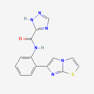 molecular formula C14H10N6OS B2639362 N-(2-(咪唑并[2,1-b]噻唑-6-基)苯基)-1H-1,2,4-三唑-5-甲酰胺 CAS No. 1705319-65-8