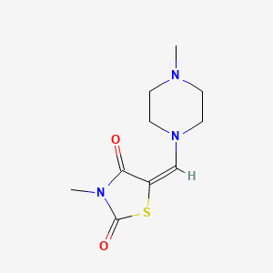 molecular formula C10H15N3O2S B2639372 3-methyl-5-[(E)-(4-methylpiperazino)methylidene]-1,3-thiazolane-2,4-dione CAS No. 866137-00-0