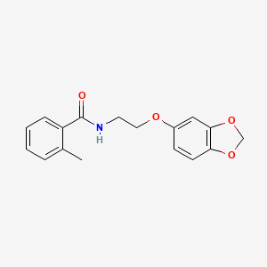 molecular formula C17H17NO4 B2639378 N-(2-(苯并[d][1,3]二氧杂环-5-氧基)乙基)-2-甲基苯甲酰胺 CAS No. 1172018-69-7