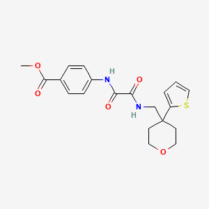 molecular formula C20H22N2O5S B2639383 methyl 4-(2-oxo-2-(((4-(thiophen-2-yl)tetrahydro-2H-pyran-4-yl)methyl)amino)acetamido)benzoate CAS No. 1091418-58-4