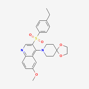 molecular formula C25H28N2O5S B2639384 4-(1,4-二氧杂-8-氮杂螺[4.5]癸-8-基)-3-[(4-乙基苯)磺酰基]-6-甲氧基喹啉 CAS No. 887223-22-5
