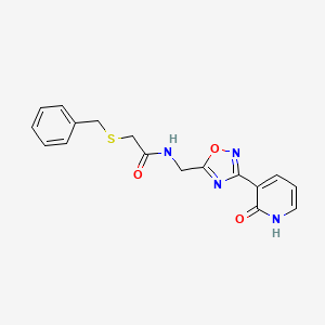 2-(benzylthio)-N-((3-(2-oxo-1,2-dihydropyridin-3-yl)-1,2,4-oxadiazol-5-yl)methyl)acetamide