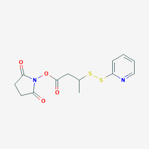 molecular formula C13H14N2O4S2 B026394 2,5-Dioxopyrrolidin-1-yl 3-(pyridin-2-yldisulfanyl)butanoate CAS No. 107348-47-0