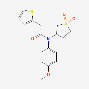molecular formula C17H17NO4S2 B2639403 N-(1,1-dioxido-2,3-dihydrothiophen-3-yl)-N-(4-methoxyphenyl)-2-(thiophen-2-yl)acetamide CAS No. 863022-66-6