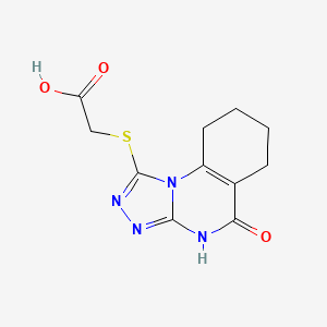 molecular formula C11H12N4O3S B2639406 2-((5-氧代-4,5,6,7,8,9-六氢-[1,2,4]三唑并[4,3-a]喹唑啉-1-基)硫代)乙酸 CAS No. 922554-36-7