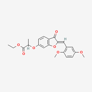 molecular formula C22H22O7 B2639412 (Z)-ethyl 2-((2-(2,5-dimethoxybenzylidene)-3-oxo-2,3-dihydrobenzofuran-6-yl)oxy)propanoate CAS No. 858769-15-0