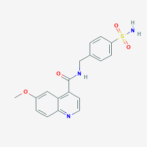 molecular formula C18H17N3O4S B2639415 6-methoxy-N-[(4-sulfamoylphenyl)methyl]quinoline-4-carboxamide CAS No. 2415566-24-2