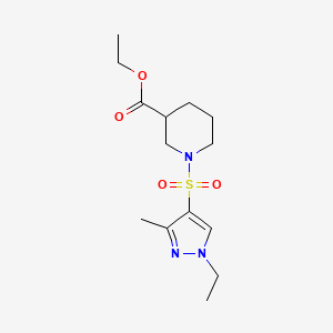 molecular formula C14H23N3O4S B2639418 Ethyl 1-((1-ethyl-3-methyl-1H-pyrazol-4-yl)sulfonyl)piperidine-3-carboxylate CAS No. 1005629-22-0