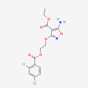 molecular formula C15H14Cl2N2O6 B2639420 Ethyl 5-amino-3-{2-[(2,4-dichlorobenzoyl)oxy]ethoxy}-4-isoxazolecarboxylate CAS No. 477853-69-3