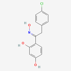 (E)-2-(4-chlorophenyl)-1-(2,4-dihydroxyphenyl)ethanone oxime