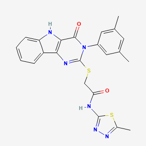 molecular formula C23H20N6O2S2 B2639437 2-[[3-(3,5-dimethylphenyl)-4-oxo-5H-pyrimido[5,4-b]indol-2-yl]sulfanyl]-N-(5-methyl-1,3,4-thiadiazol-2-yl)acetamide CAS No. 536705-41-6
