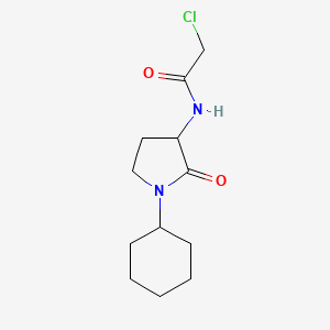 molecular formula C12H19ClN2O2 B2639439 2-Chloro-N-(1-cyclohexyl-2-oxopyrrolidin-3-yl)acetamide CAS No. 2411193-59-2