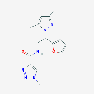 molecular formula C15H18N6O2 B2639441 N-(2-(3,5-dimethyl-1H-pyrazol-1-yl)-2-(furan-2-yl)ethyl)-1-methyl-1H-1,2,3-triazole-4-carboxamide CAS No. 2034543-47-8