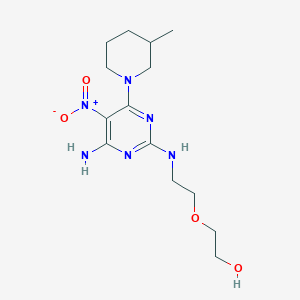 molecular formula C14H24N6O4 B2639458 2-(2-((4-Amino-6-(3-methylpiperidin-1-yl)-5-nitropyrimidin-2-yl)amino)ethoxy)ethanol CAS No. 714928-70-8