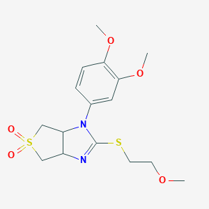 molecular formula C16H22N2O5S2 B263946 1-(3,4-dimethoxyphenyl)-2-[(2-methoxyethyl)sulfanyl]-3a,4,6,6a-tetrahydro-1H-thieno[3,4-d]imidazole 5,5-dioxide 