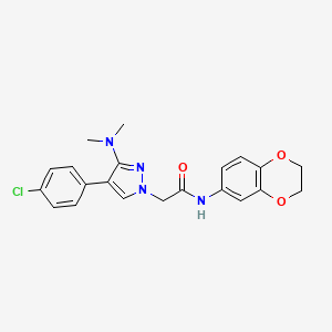 2-(4-(4-chlorophenyl)-3-(dimethylamino)-1H-pyrazol-1-yl)-N-(2,3-dihydrobenzo[b][1,4]dioxin-6-yl)acetamide
