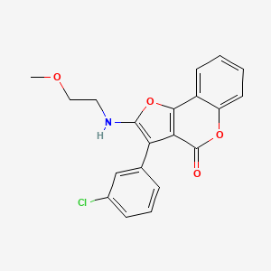 molecular formula C20H16ClNO4 B2639474 3-(3-氯苯基)-2-((2-甲氧基乙基)氨基)-4H-呋喃[3,2-c]色烯-4-酮 CAS No. 938031-11-9