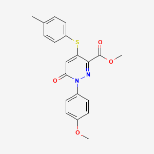 molecular formula C20H18N2O4S B2639482 1-(4-甲氧基苯基)-4-[(4-甲基苯基)硫代]-6-氧代-3-吡啶二甲酸甲酯 CAS No. 338395-97-4